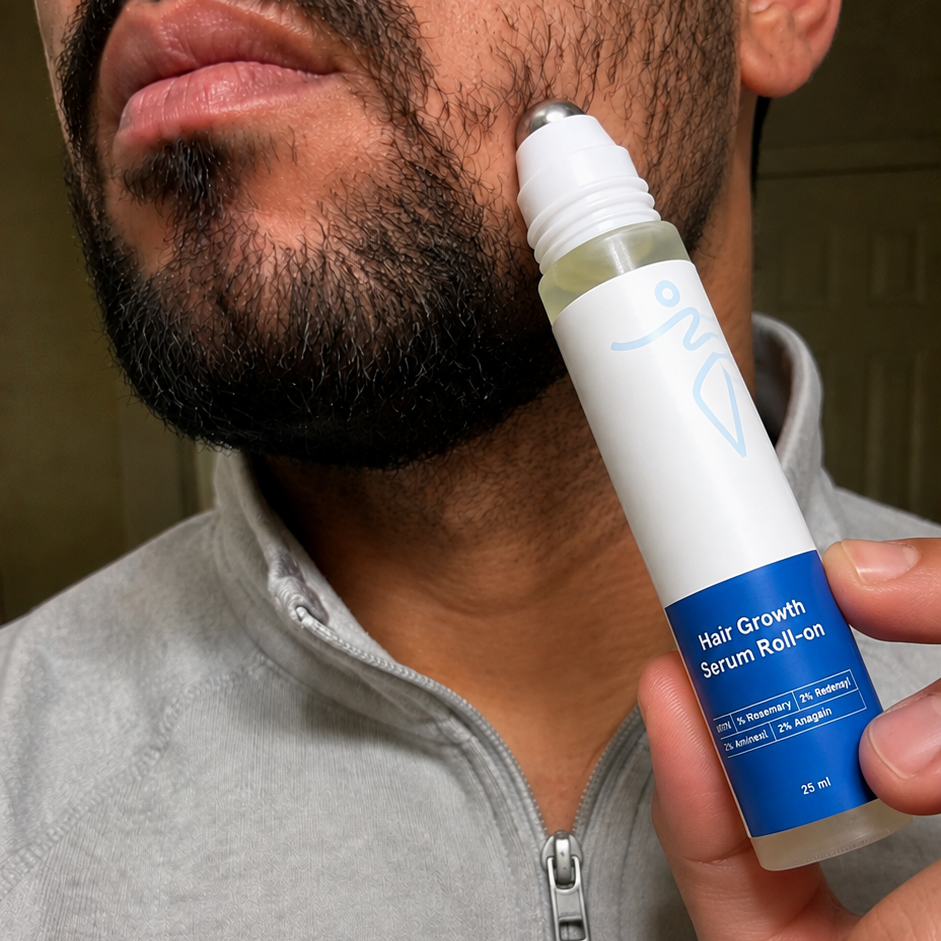 COCONEE beard serum roll-on for targeted facial-hair application