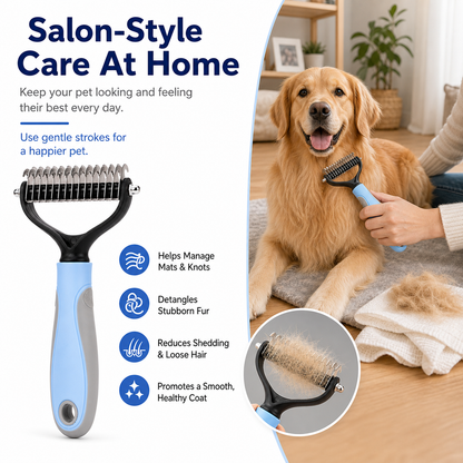 Dual-Sided Pet Dematting Comb
