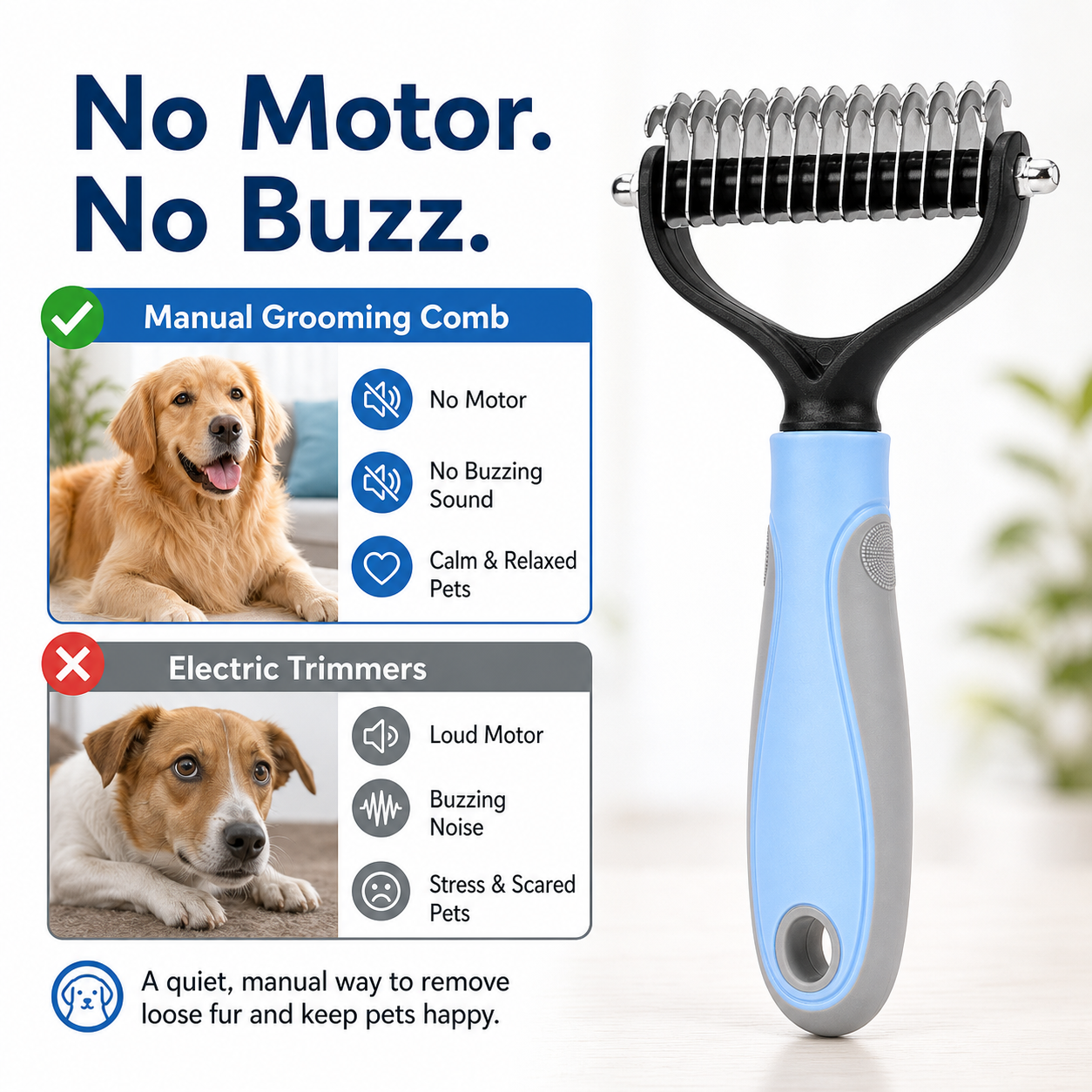 Dual-Sided Pet Dematting Comb